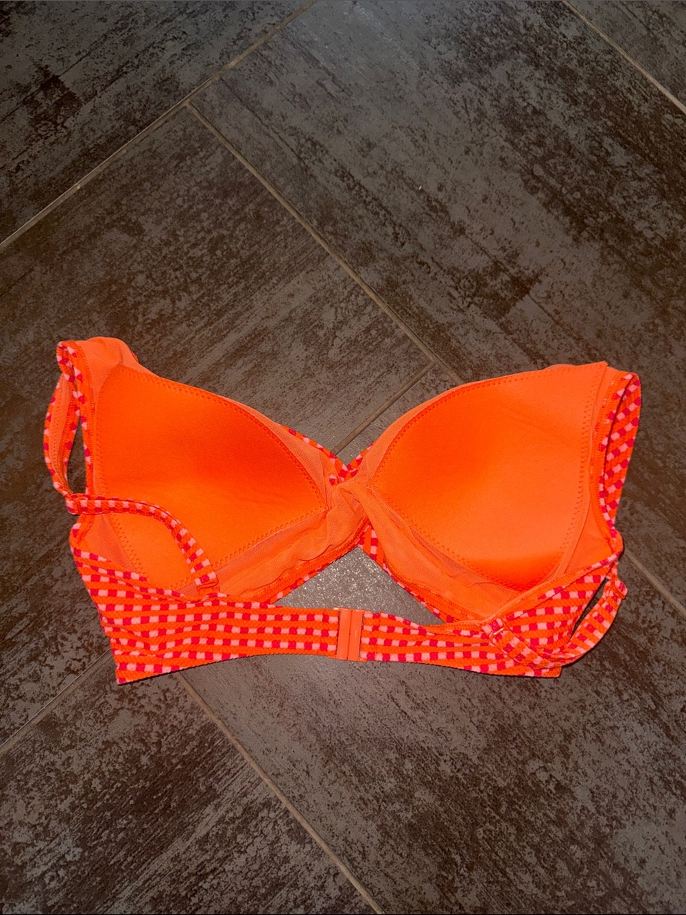 Sea level Australia Bright Red and Pink Check Bikini Top - Picture 2 of 9